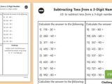 Sep Calculation Worksheet Also Subtracting Tens From A 3 Digit Number Worksheet Year 3 Sheet