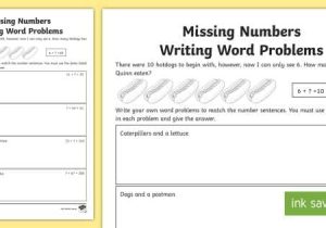 Sep Calculation Worksheet as Well as Missing Numbers Word Problems Worksheet Activity Sheet