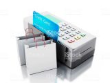 Shopping for A Credit Card Worksheet Along with 3d Credit Card and Card Reader with Shopping Bags Stok Foto