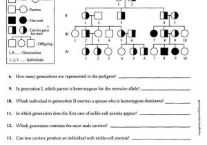 Sickle Cell Anemia Pedigree Worksheet Along with Genetics Pedigree Worksheet