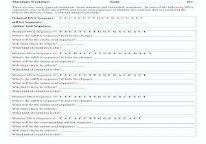 Sickle Cell Anemia Worksheet Answers Also Gene and Chromosome Mutation Worksheet Answers Choice Image