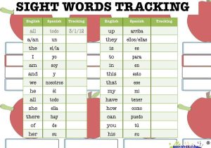 Sight Word Sentences Worksheets or Spanish Sight Words Tracking • Spanish4kiddos Educational