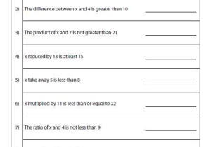 Simple Algebra Worksheets together with Unique Inequalities Worksheet New Writing Algebraic Expressions