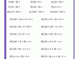 Simple Algebra Worksheets with Bining Like Terms