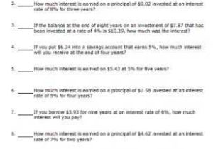 Simple and Compound Interest Worksheet and Simple Interest Worksheets with Answers