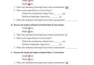 Simple Machines and Mechanical Advantage Worksheet Answers Also Inclined Plane Wedge and Screw Worksheets