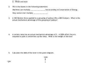 Simple Machines and Mechanical Advantage Worksheet Answers Also Name