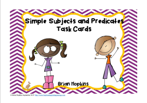 Simple Subject and Predicate Worksheets with Simple Subject and Predicate Task Cards