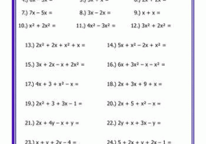 Simplifying Algebraic Expressions Worksheet Also Bining Like Terms