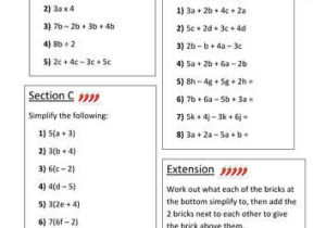 Simplifying Algebraic Expressions Worksheet as Well as Adorable Algebra Brackets Worksheets Ks3 with Additional Simplifying