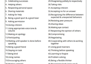 Social Interaction Worksheets or List Of 50 social Skills to Teach Kids