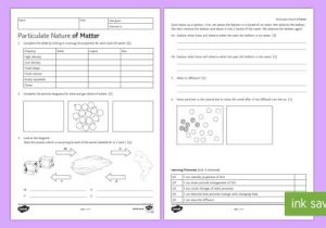 Solid Liquid Gas Worksheet Also Particulate Nature Of Matter Homework Worksheet Activity Sheet