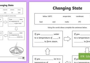 Solid Liquid Gas Worksheet with Changing States Ice Water Steam Worksheet Changing States