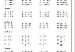 Solving Algebraic Equations Worksheets and solving Linear Equations Worksheets Pdf