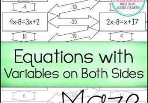 Solving Equations with Variables On Both Sides Worksheet Answer Key with solving Equations with Variables On Both Sides Maze