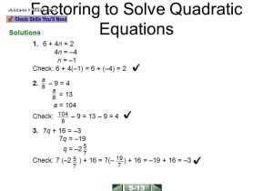 Solving Quadratic Equations by Completing the Square Worksheet Algebra 1 and Factoring to solve Quadratic Equations Algebra 1 Lesson 10 5 for