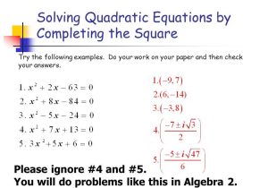 Solving Quadratic Equations by Completing the Square Worksheet Algebra 1 as Well as Pleting the Square with Circles Worksheet Kidz Activities