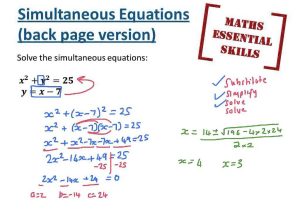 Solving Quadratic Equations by Quadratic formula Worksheet with Simultaneous Equations Back Pages