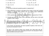 Solving Quadratic Equations Using Different Methods Worksheet Answers or Mathematics 9