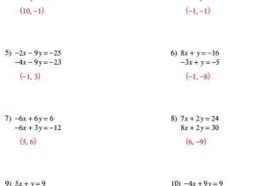 Solving Systems Of Equations by Elimination Worksheet Answers with Work or solving Systems Equations Algebraically Worksheet Best Systems