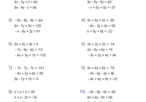 Solving Systems Of Equations by Elimination Worksheet Pdf with Systems Equations In Three Variables Worksheet the Best
