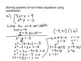 Solving Systems Of Equations by Substitution Worksheet Algebra 1 as Well as Nonlinear Equations Bing Images