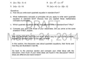 Solving Using the Quadratic formula Worksheet Answer Key with Mathematics 9