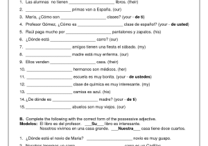 Spanish Reflexive Verbs Worksheet Pdf and Blendspace Los Adjetivos Posesivos