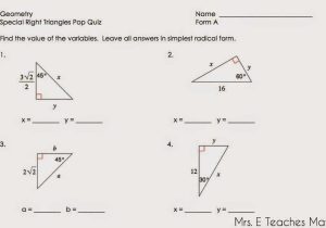 Special Right Triangles Worksheet Pdf Along with Special Triangles Worksheet