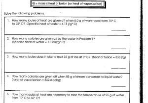 Specific Heat Chem Worksheet 16 1 Answer Key as Well as Specific Heat Worksheet Answers Worksheet for Kids Maths