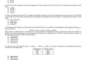 Specific Heat Worksheet Answer Key and Chem 16 2 Le Answer Key J4 Feb 4 2011