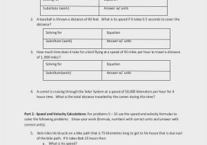 Speed and Acceleration Worksheet Answers Along with Speed and Velocity Worksheet Middle School Worksheet Math