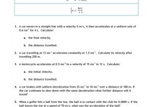 Speed and Velocity Worksheet Answer Key and Velocity and Acceleration Calculation Worksheet Answer Key