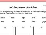 Spelling Word Worksheets Also Oa Graphemes Word sort Worksheet Graphemes Word sort Oa