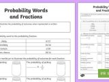 Statistics and Probability Worksheets as Well as Probability Words and Fractions Worksheet Activity Sheet
