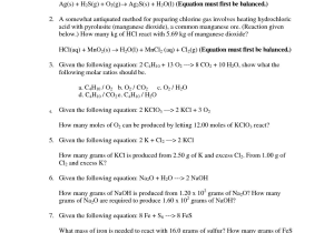 Stoichiometry Limiting Reagent Worksheet as Well as Review and Reinforcement Stoichiometry Answers 2017 Oukasfo