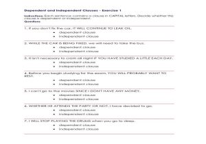 Subordinate Clause Worksheet with Independent and Dependent Clauses Worksheet