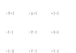 Subtracting Fractions with Unlike Denominators Worksheet and Fractions Adding and Subtracting Fractionss Free Subtract 4th Grade