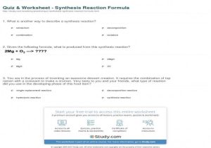 Synthesis and Decomposition Reactions Worksheet Answers together with Six Types Chemical Reactions Worksheet Image Collections