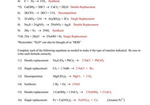Synthesis and Decomposition Reactions Worksheet Answers with Worksheets 45 Re Mendations Predicting Products Chemical