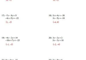 Systems Of Equations Substitution Worksheet as Well as System Equations Worksheet Answers the Best Worksheets Image