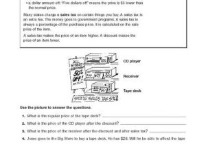 Taxation Worksheet Answer Key or Sales Tax Worksheets 7th Grade Worksheets for All