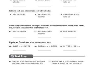 Taxation Worksheet Answer Key or Sales Tax Worksheets 7th Grade Worksheets for All