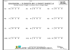Teacher Answer Keys and the Worksheets and Division Worksheet 3 Digit by 1 Kidz Activities