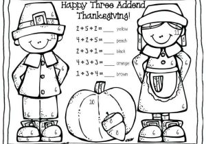 Thanksgiving Color by Number Addition Worksheets as Well as Thanksgiving Math Worksheets First Grade Worksheet Math for
