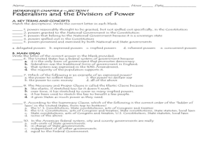 The Constitutional Convention Worksheet as Well as Worksheet Federalism Answer Key Kidz Activities