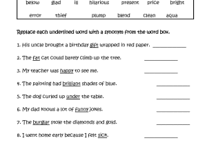 The Gender Of Nouns Spanish Worksheet Answers or Replacing Words with Synonyms Worksheets