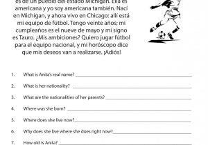 The Imperfect Tense In Spanish Worksheet Answer Key Along with Read Spanish Passage and Answer Questions In English