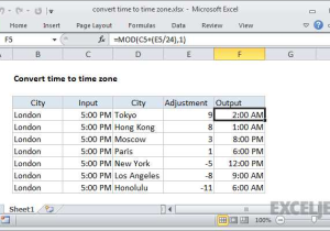 Time Zone Worksheet Along with How to Use the Excel Mod Function
