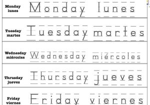 Tracing Worksheets for Kindergarten and Weekdays • Spanish4kiddos Educational Resources